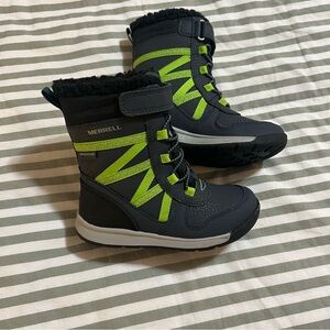 Merrell Kids' Black and Neon Green Snow Boots